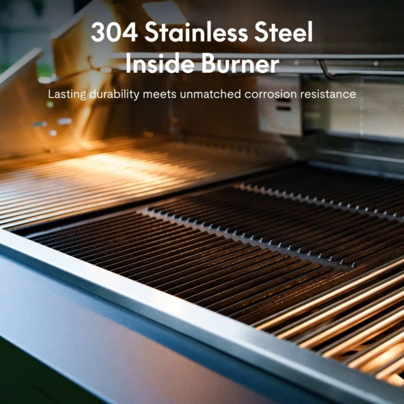 Akoah 4-Piece Modular Outdoor Kitchen Island Set with 8-Burner Grill, Fridge & Wheels