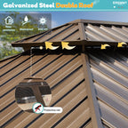 12'X18' Hardtop Gazebo with Galvanized Steel Double Roof & Aluminum Frame, Outdoor Gazebo with Premium Curtains and Nettings