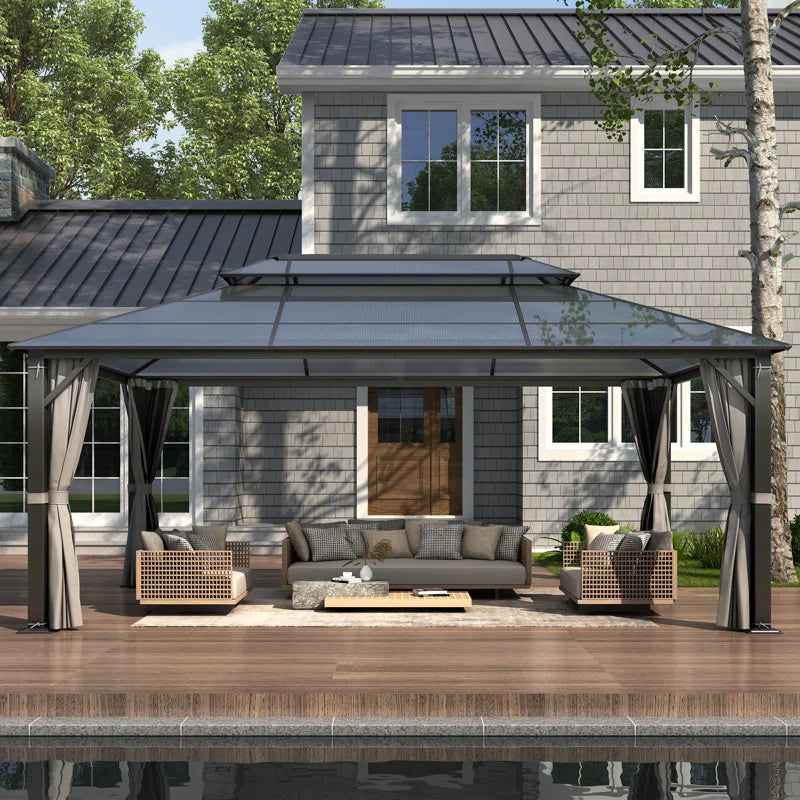 Aluminum Patio Double Polycarbonate Roof Gazebo
