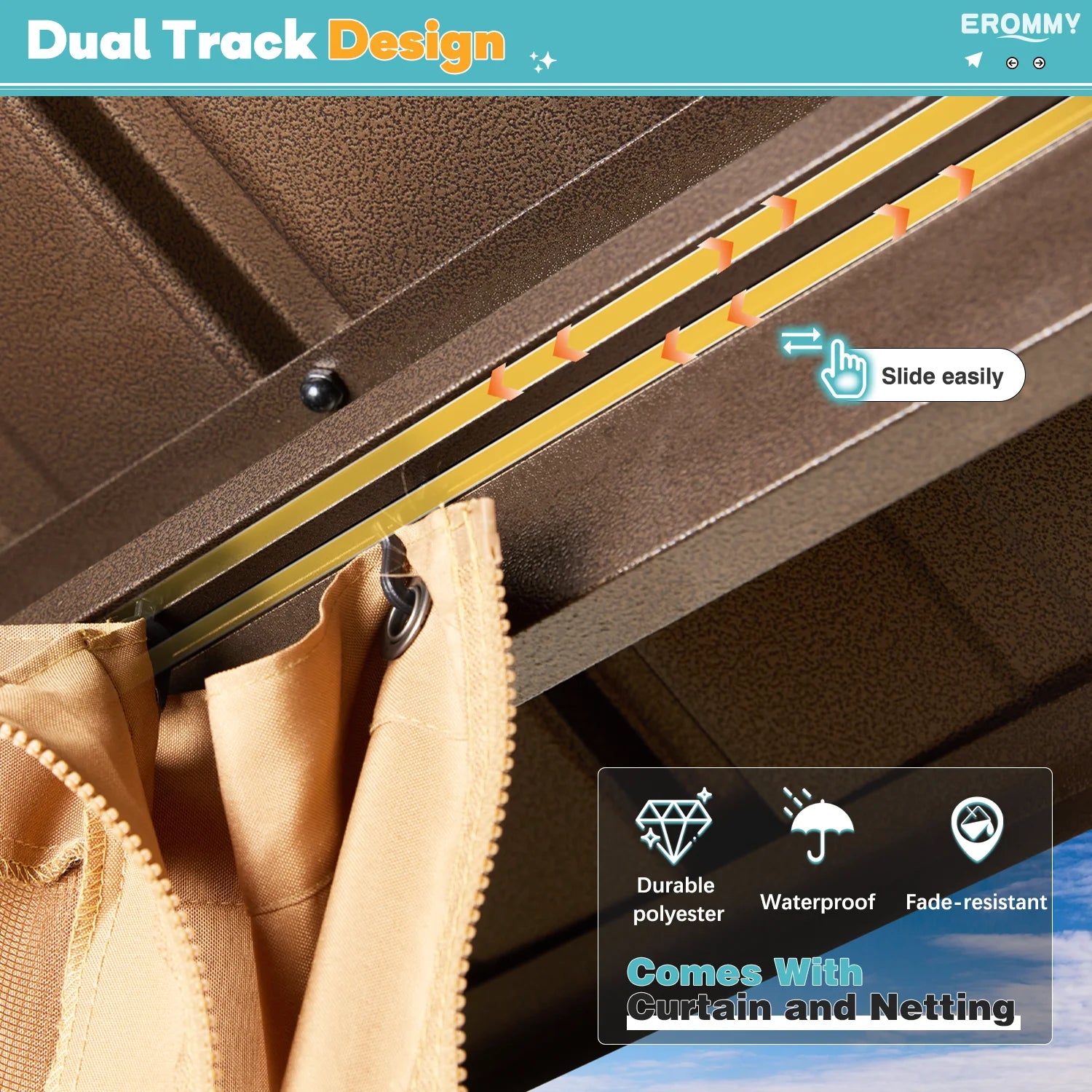 12'X18' Hardtop Gazebo with Galvanized Steel Double Roof & Aluminum Frame, Outdoor Gazebo with Premium Curtains and Nettings