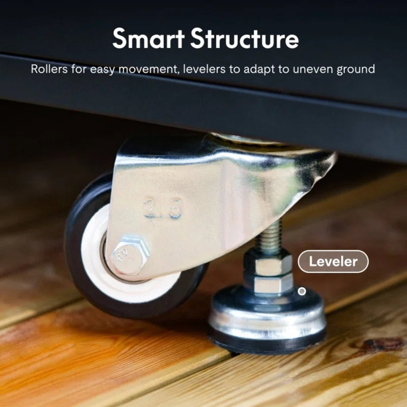 Akoah 4-Piece Modular Outdoor Kitchen Island Set with 8-Burner Grill, Fridge & Wheels