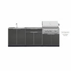 Newage Products Outdoor Kitchen Aluminum 3 Piece Cabinet Set with Bar, Grill and Sink Cabinet