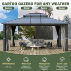 Aluminum Patio Double Polycarbonate Roof Gazebo