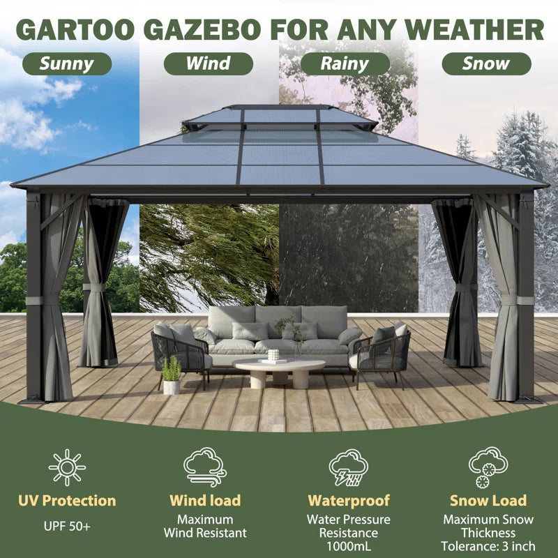Aluminum Patio Double Polycarbonate Roof Gazebo