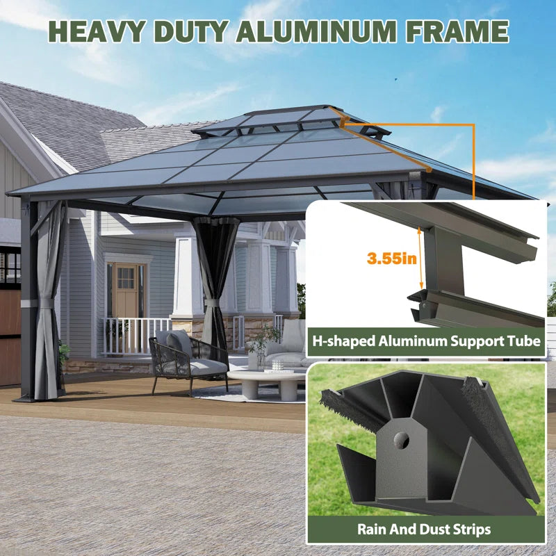 Aluminum Patio Double Polycarbonate Roof Gazebo
