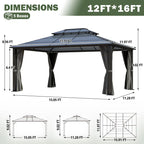 Aluminum Patio Double Polycarbonate Roof Gazebo