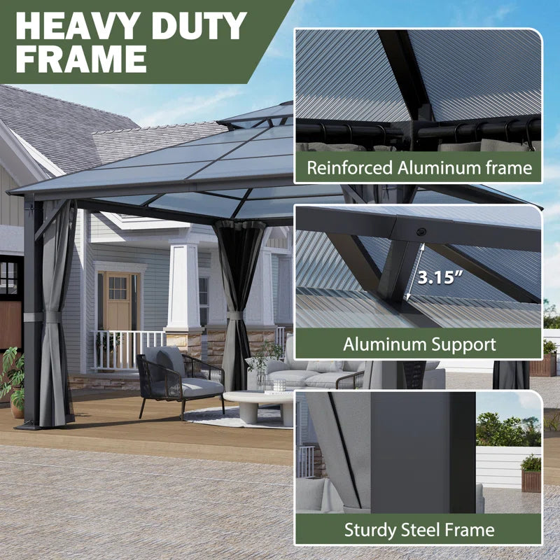 Aluminum Patio Double Polycarbonate Roof Gazebo